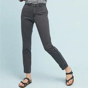 Chino Anthropologie Gray Tuxedo Velour Pipping Relax Fit Pants 30